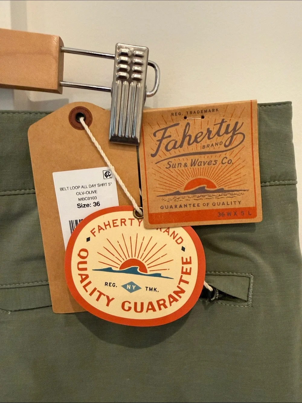 NWT MEN’S Faherty Olive Green Tailored Shorts